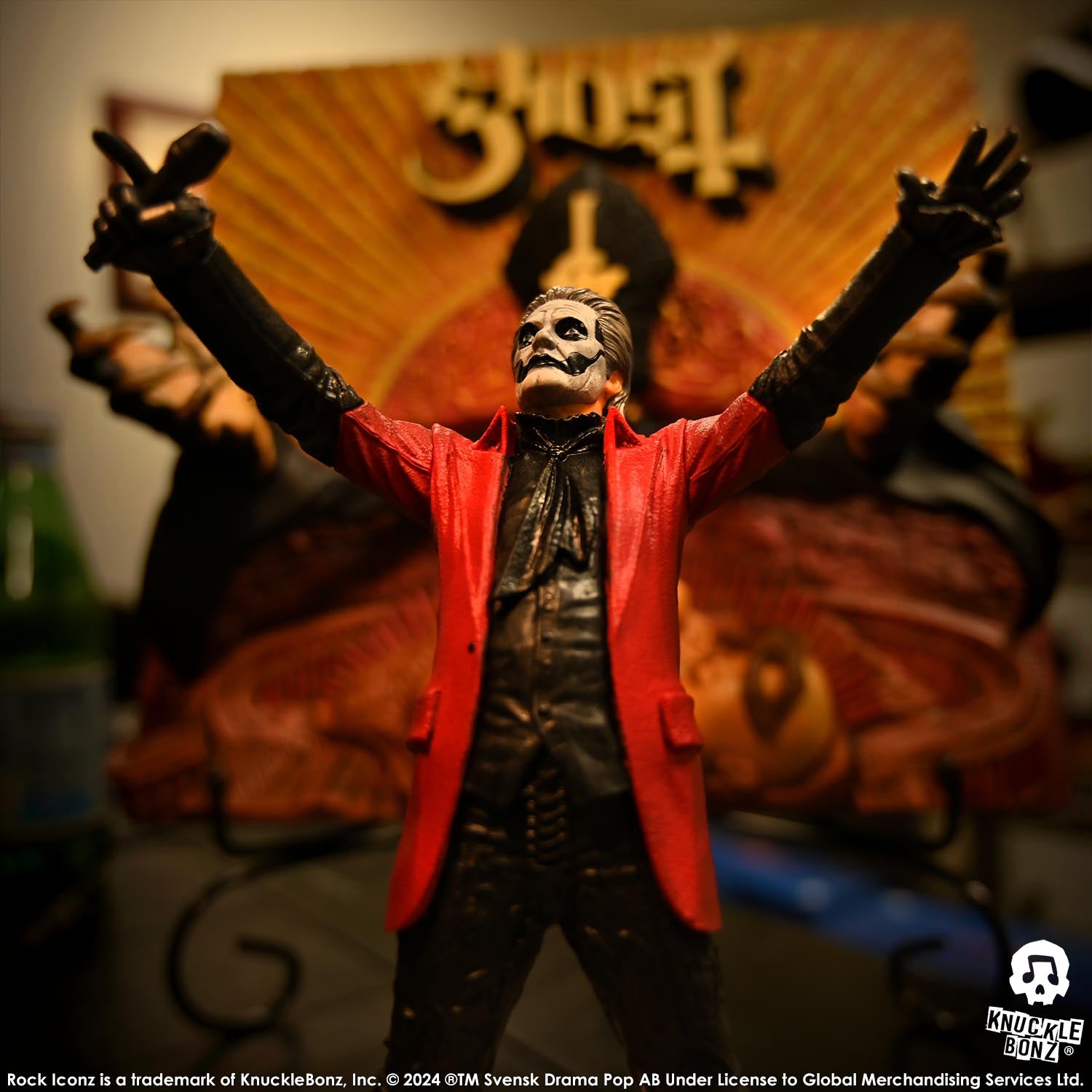 Ghost Papa Emeritus IV Red Jacket KnuckleBonz Statue